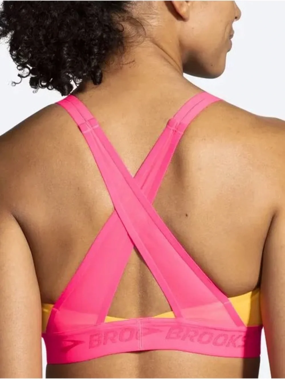 Brooks Yellow and Pink Run Sports Bra Women’s Small Drive Plunge Run Bra 2.0